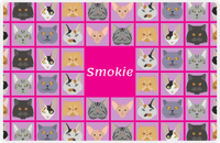 Thumbnail for Personalized Cats Placemat V - Cat Squares - Pink Background -  View