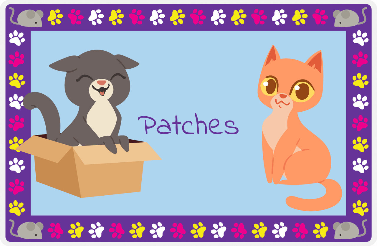 Personalized Cats Placemat III - Paw Border - Cats III -  View