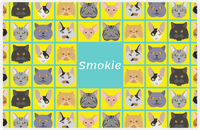 Thumbnail for Personalized Cats Placemat V - Cat Squares - Teal Background -  View