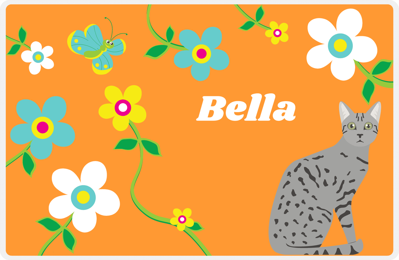 Personalized Cats Placemat IX - Flower Feline - Cat III -  View