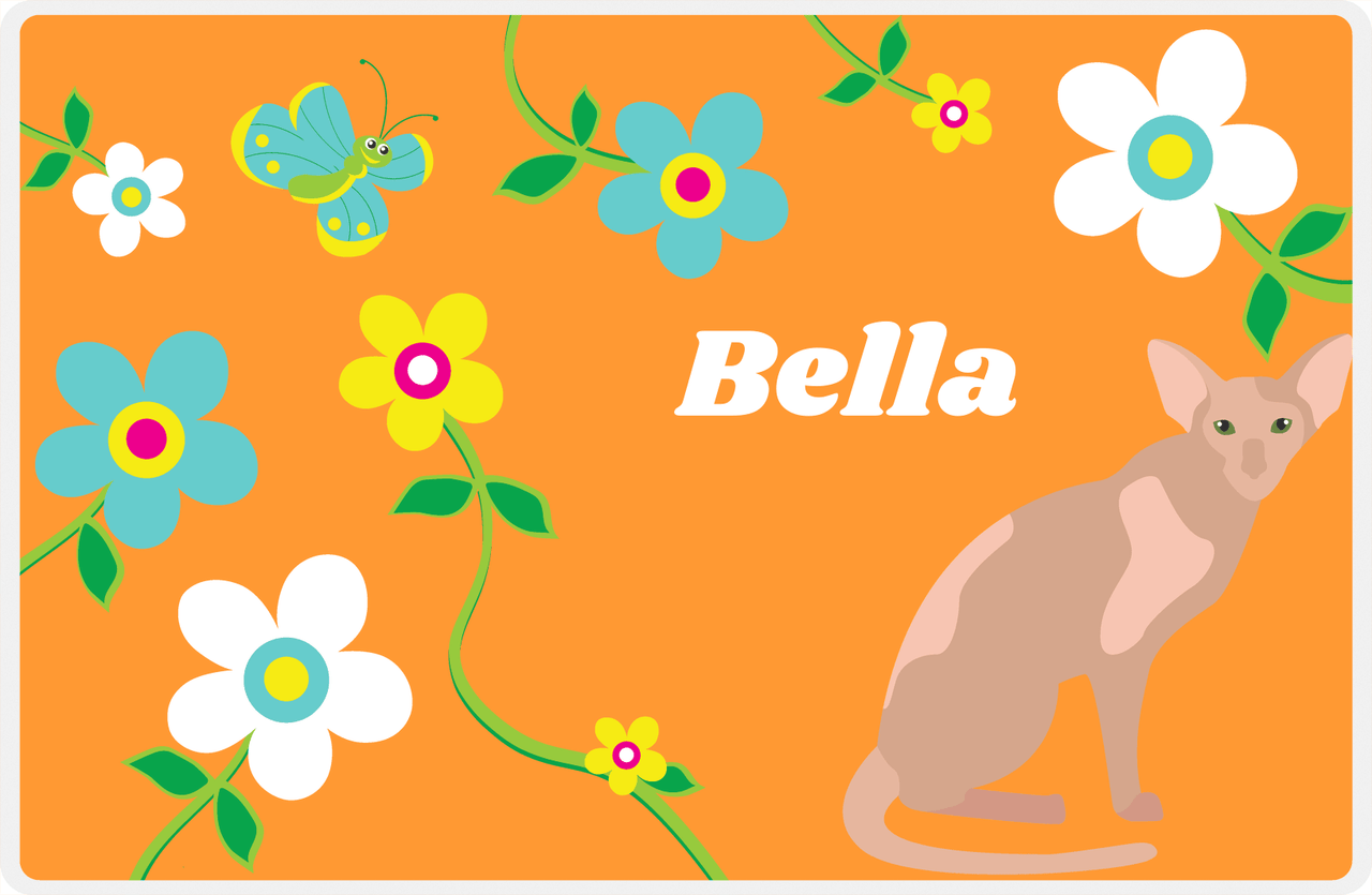 Personalized Cats Placemat IX - Flower Feline - Cat IV -  View