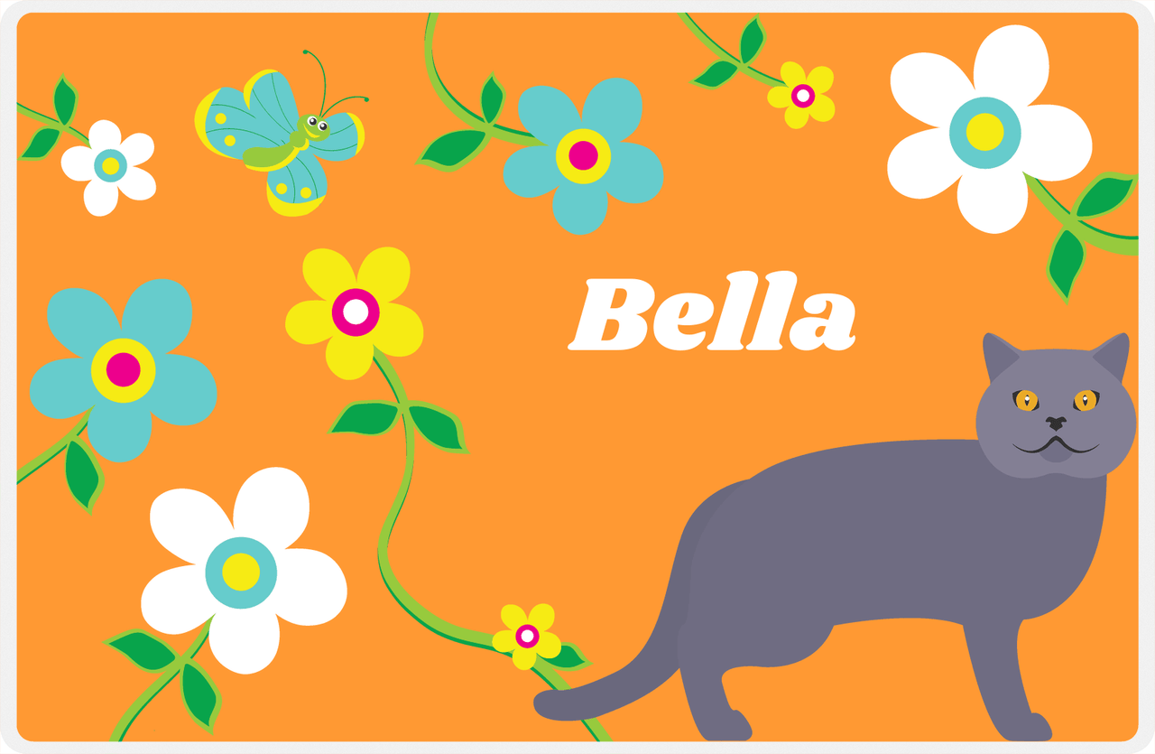 Personalized Cats Placemat IX - Flower Feline - Cat X -  View