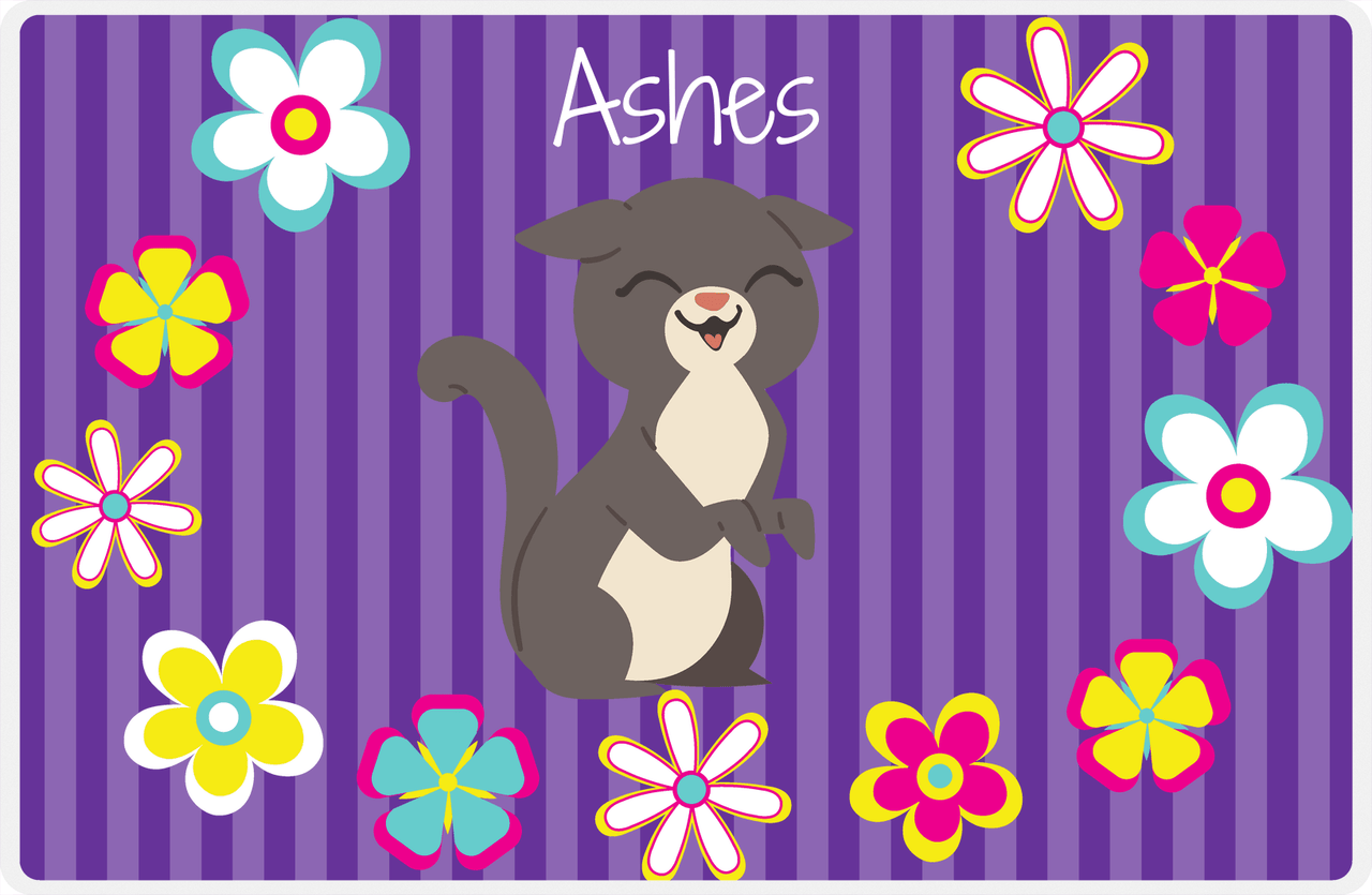 Personalized Cats Placemat XII - Circle of Flowers - Cat V -  View