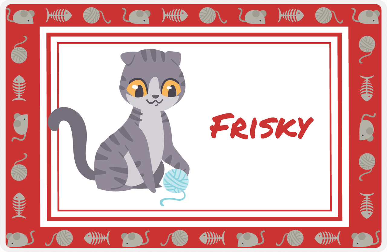 Personalized Cats Placemat XIV - Toy Border - Cat IV -  View