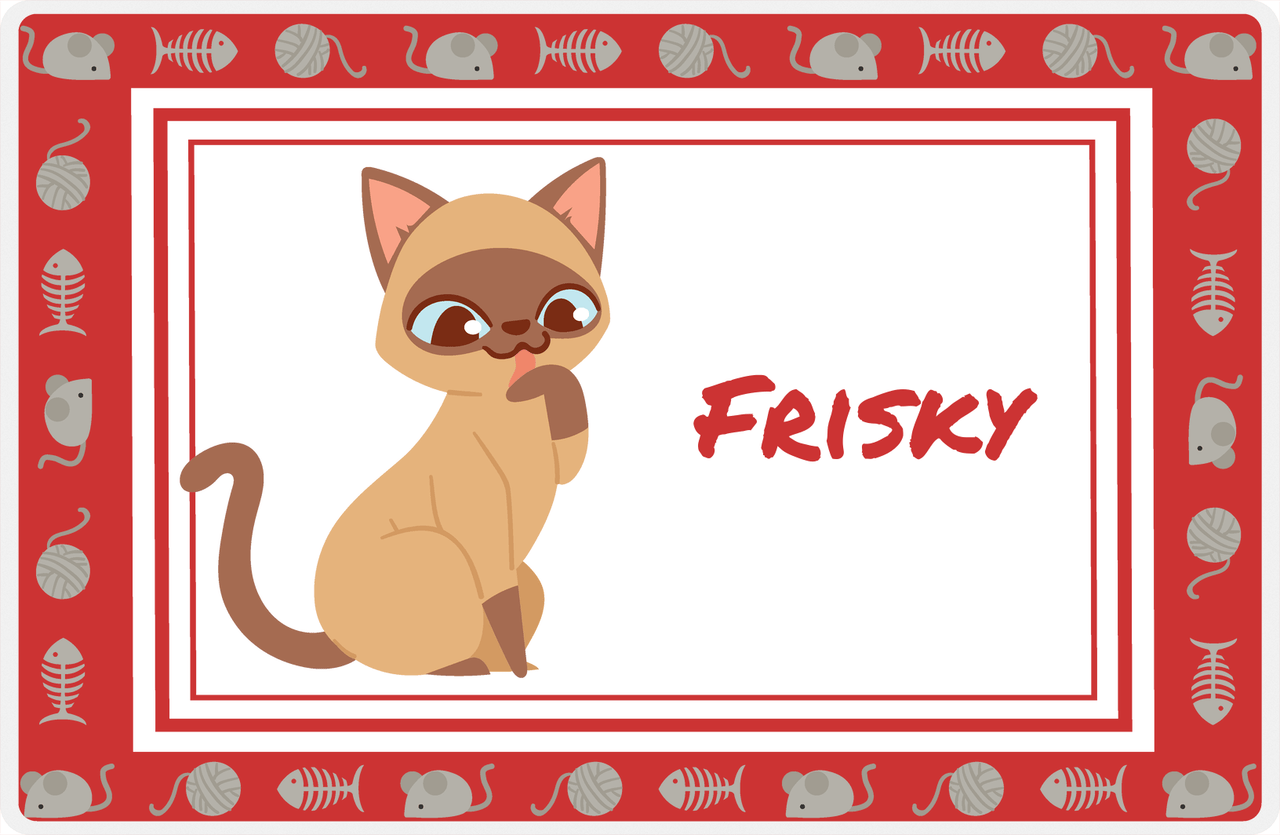 Personalized Cats Placemat XIV - Toy Border - Cat VIII -  View