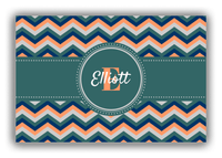 Thumbnail for Personalized Chevron Canvas Wrap & Photo Print I - Teal with Circle Ribbon Nameplate - Front View