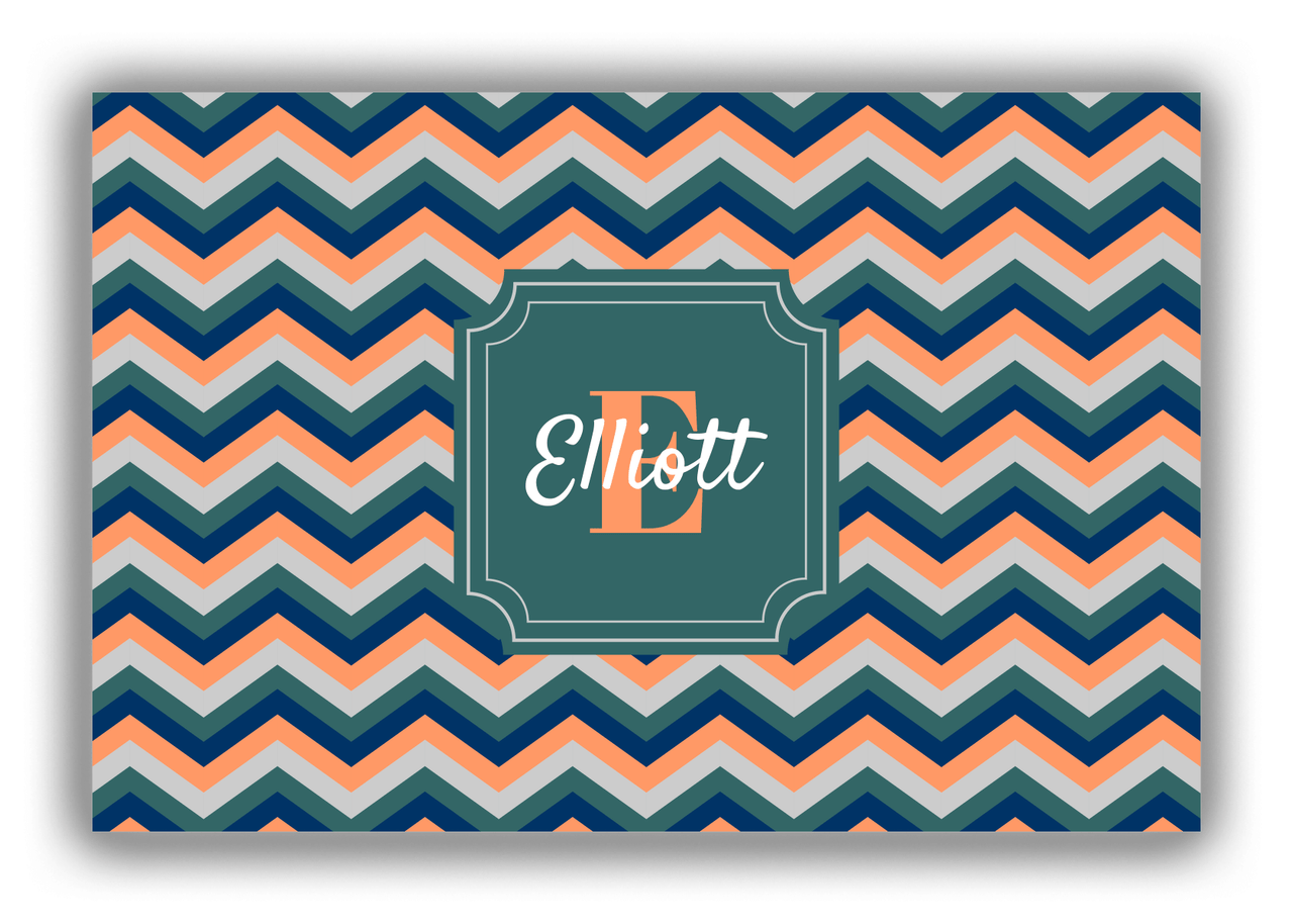 Personalized Chevron Canvas Wrap & Photo Print I - Teal with Stamp Nameplate - Front View