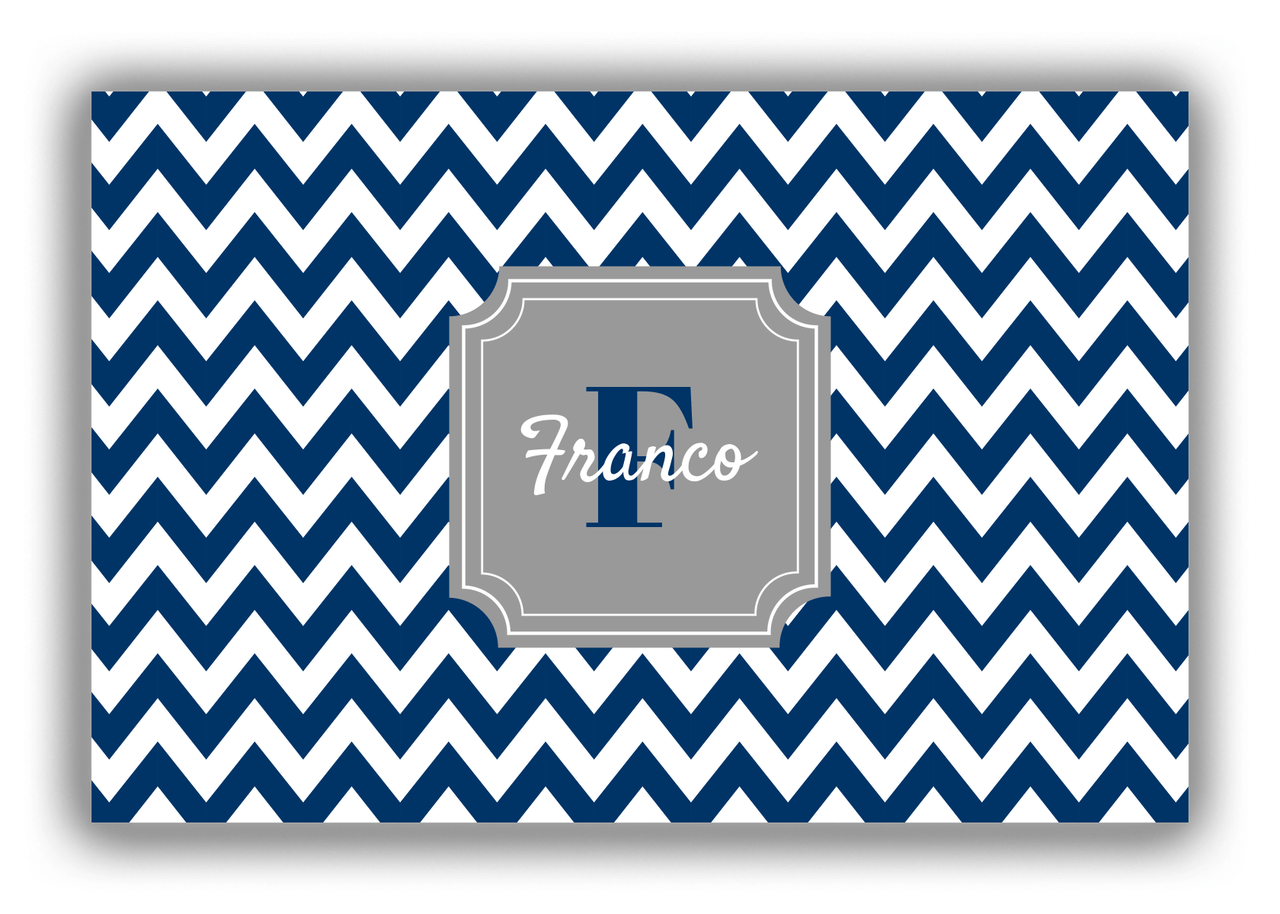 Personalized Chevron Canvas Wrap & Photo Print II - Blue with Stamp Nameplate - Front View