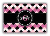 Thumbnail for Personalized Chevron Canvas Wrap & Photo Print III - Pink with Circle Ribbon Nameplate - Front View