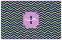 Thumbnail for Personalized Chevron II Placemat - Name Over Initial - Lime, Navy, Orchid - Stamp Frame -  View