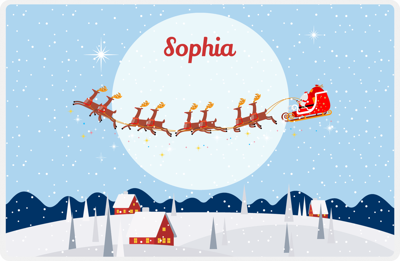 Personalized Christmas Placemat I - Santa Moon - Blue Background -  View