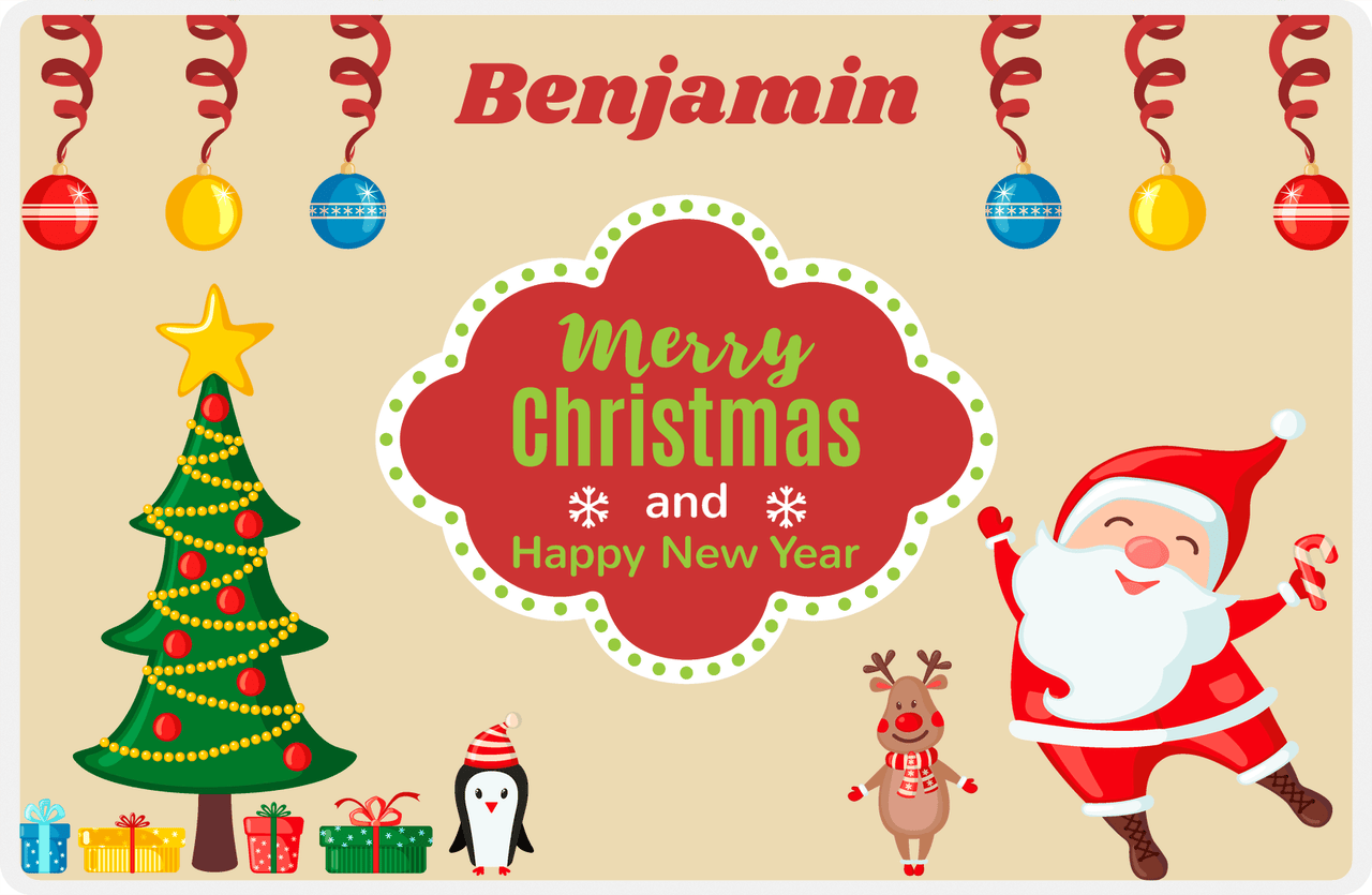 Personalized Christmas Placemat III - Merry Christmas - Tan Background -  View