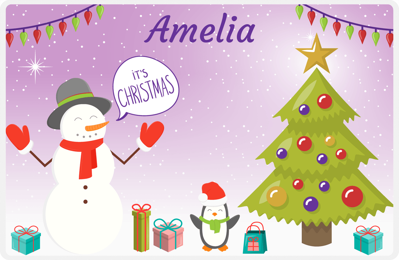 Personalized Christmas Placemat XI - It's Christmas - Purple Background -  View