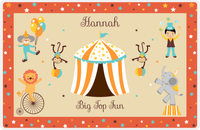 Thumbnail for Personalized Circus Animals Placemat I - Big Top - Tan Background -  View