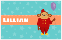 Thumbnail for Personalized Circus Animals Placemat VII - Teal Background - Monkey -  View
