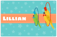 Thumbnail for Personalized Circus Animals Placemat VII - Teal Background - Parrots -  View