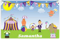 Thumbnail for Personalized Circus Animals Placemat VIII - Circus Flags - Blue Background -  View