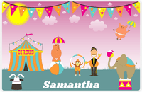 Thumbnail for Personalized Circus Animals Placemat VIII - Circus Flags - Pink Background -  View