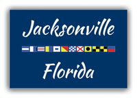 Thumbnail for Personalized City & State Nautical Flags Canvas Wrap & Photo Print - Blue Background - White Border Flags - Jacksonville, Florida - Front View
