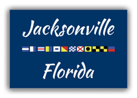 Thumbnail for Personalized City & State Nautical Flags Canvas Wrap & Photo Print - Blue Background - Black Border Flags - Jacksonville, Florida - Front View
