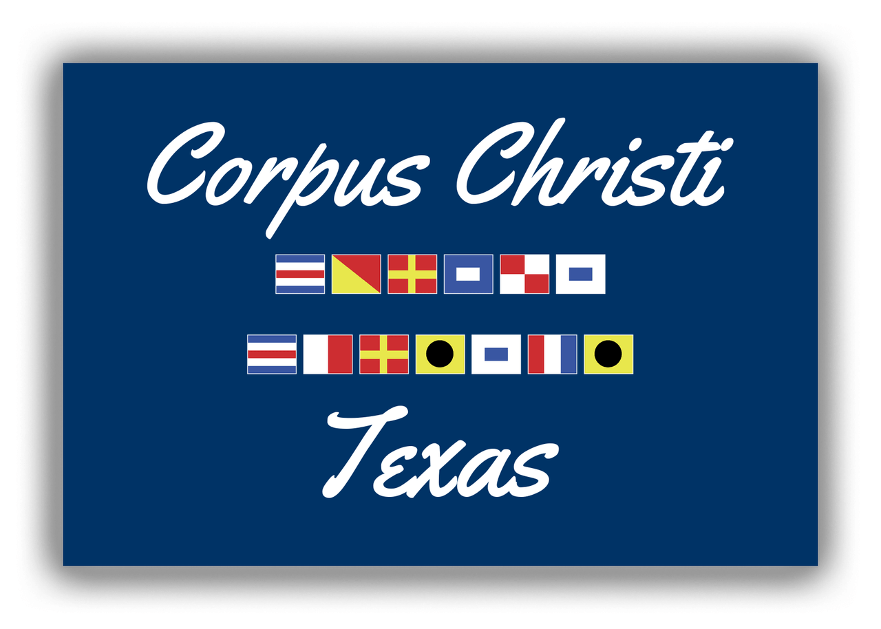 Personalized City & State Nautical Flags Canvas Wrap & Photo Print - Blue Background - White Border Flags - Corpus Christi, Texas - Front View