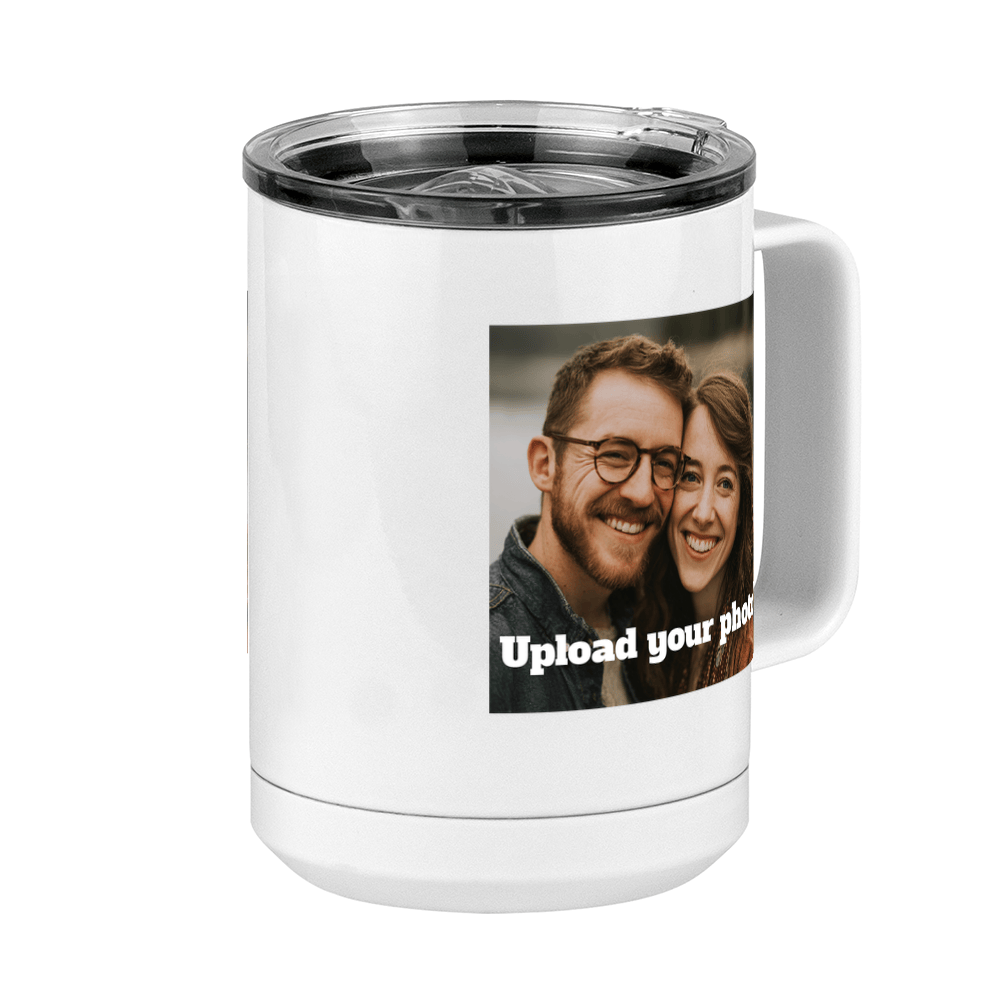 Personalized Coffee Mug Tumbler with Handle (15 oz) - Upload Your Photo - Front Right View