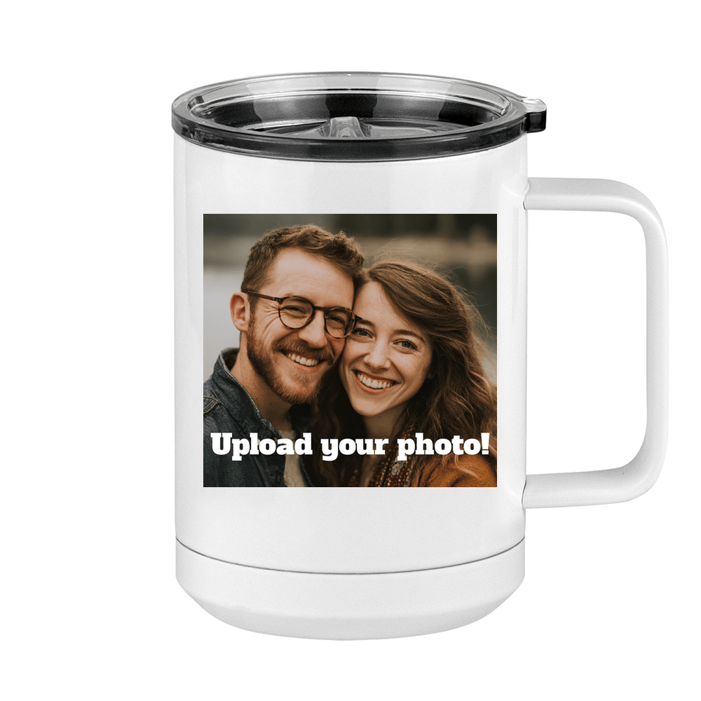 Personalized Coffee Mug Tumbler with Handle (15 oz) - Upload Your Photo - Right View