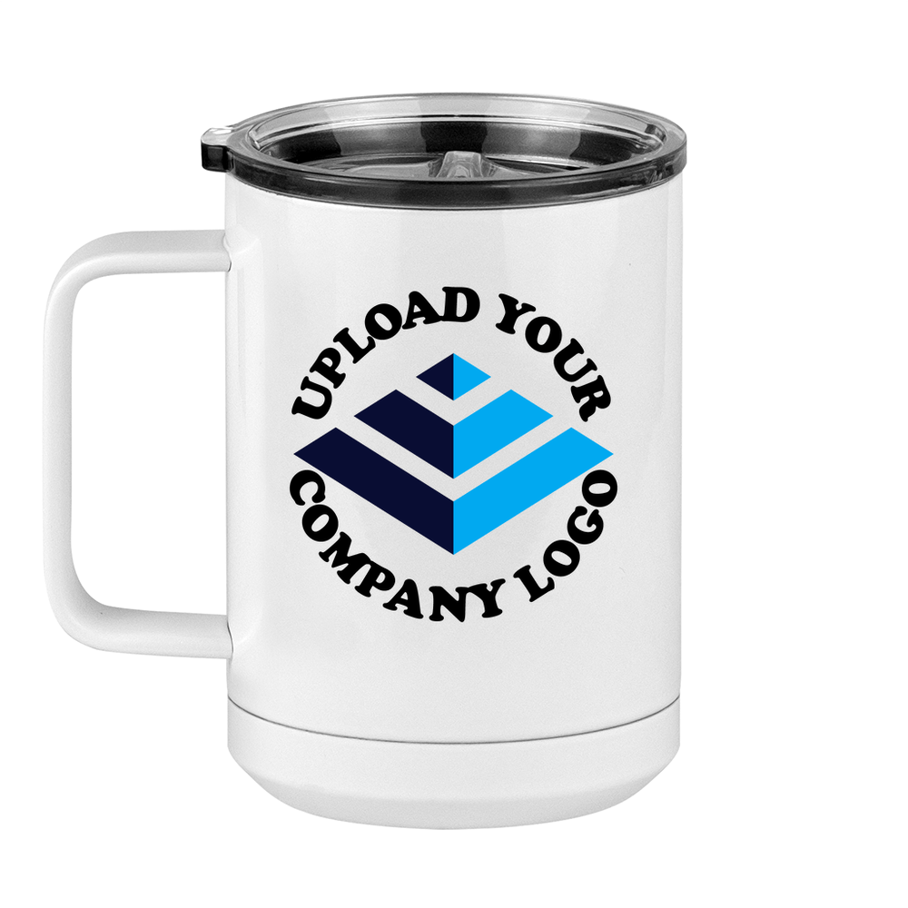 Personalized Coffee Mug Tumbler with Handle (15 oz) - Upload Your Logo - Left View