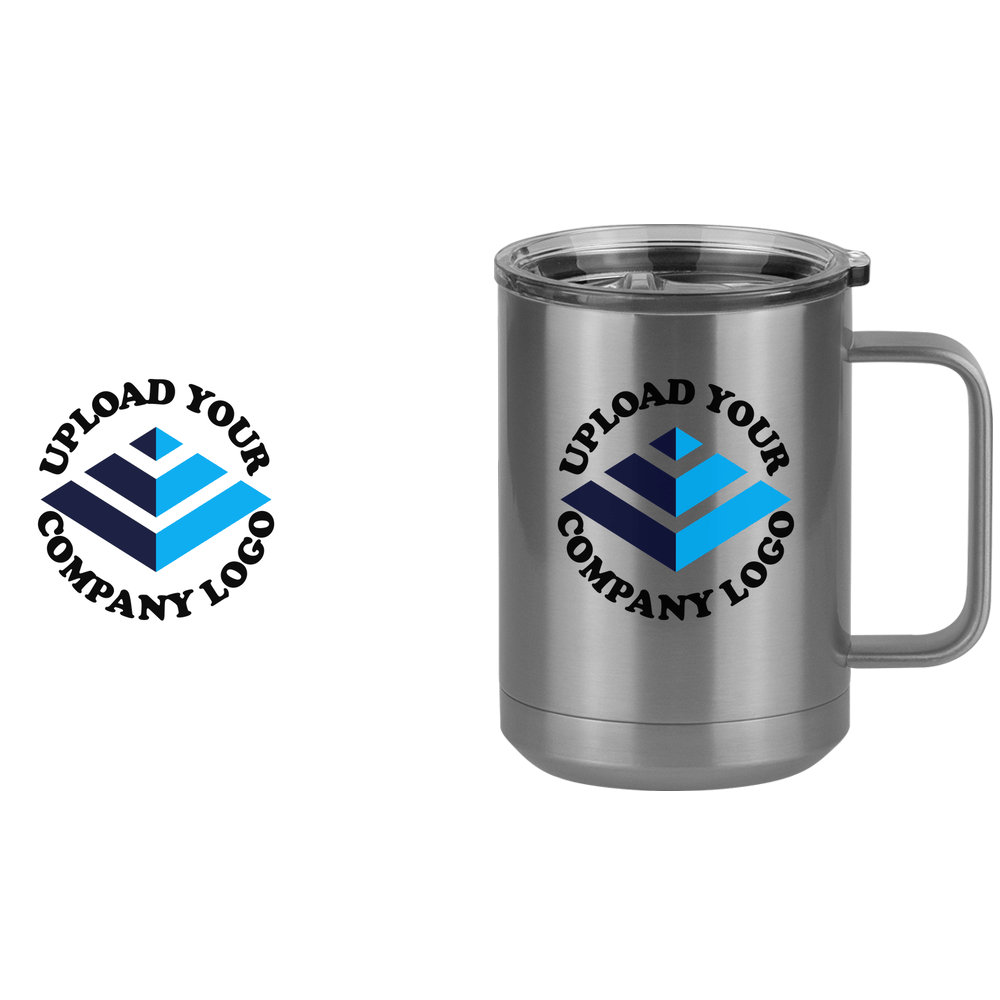 Personalized Coffee Mug Tumbler with Handle (15 oz) - Upload Your Logo - Design View