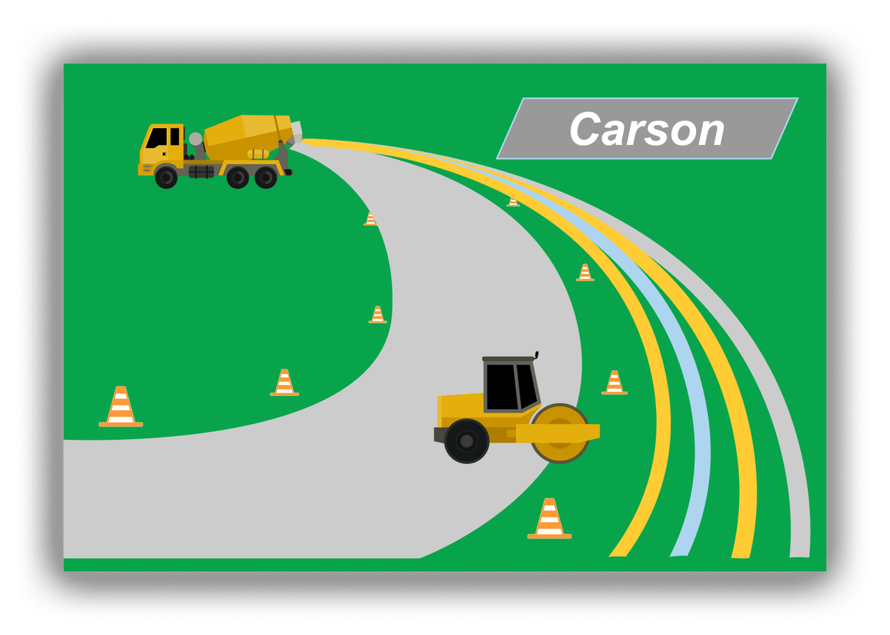 Personalized Construction Truck Canvas Wrap & Photo Print III - Green Background - Truck I - Front View