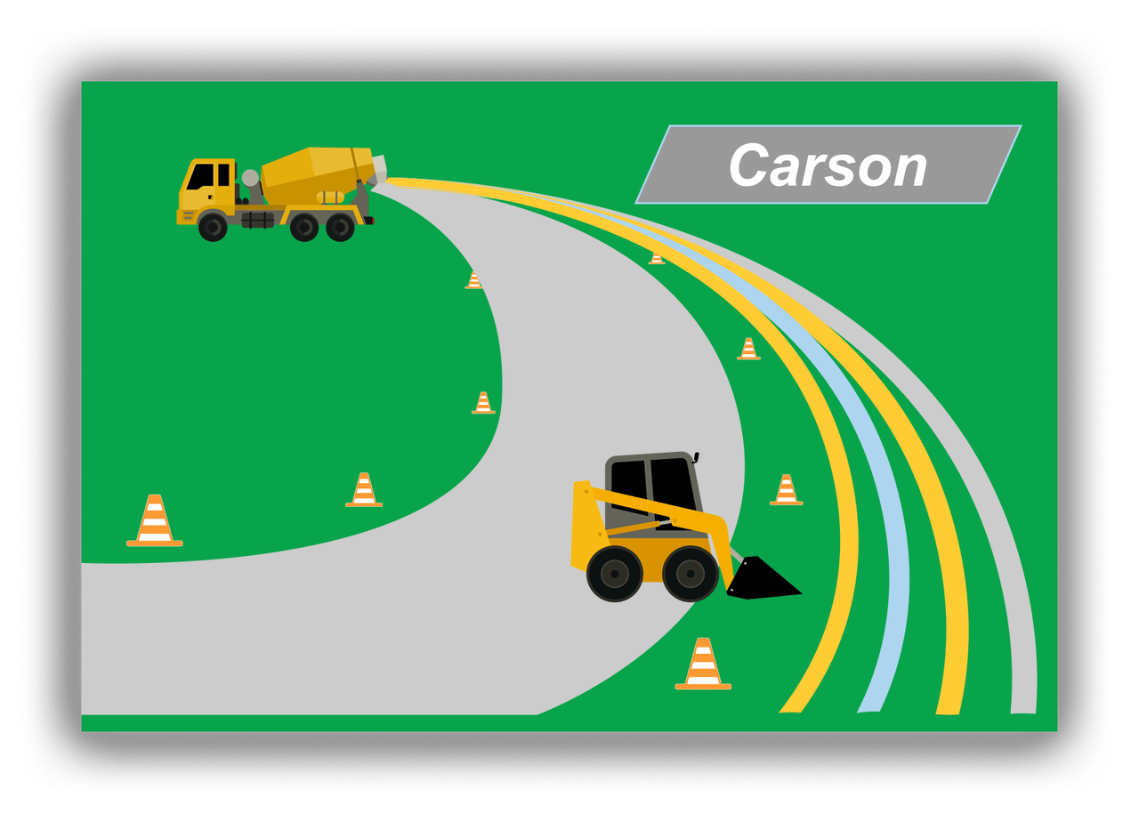 Personalized Construction Truck Canvas Wrap & Photo Print III - Green Background - Truck II - Front View