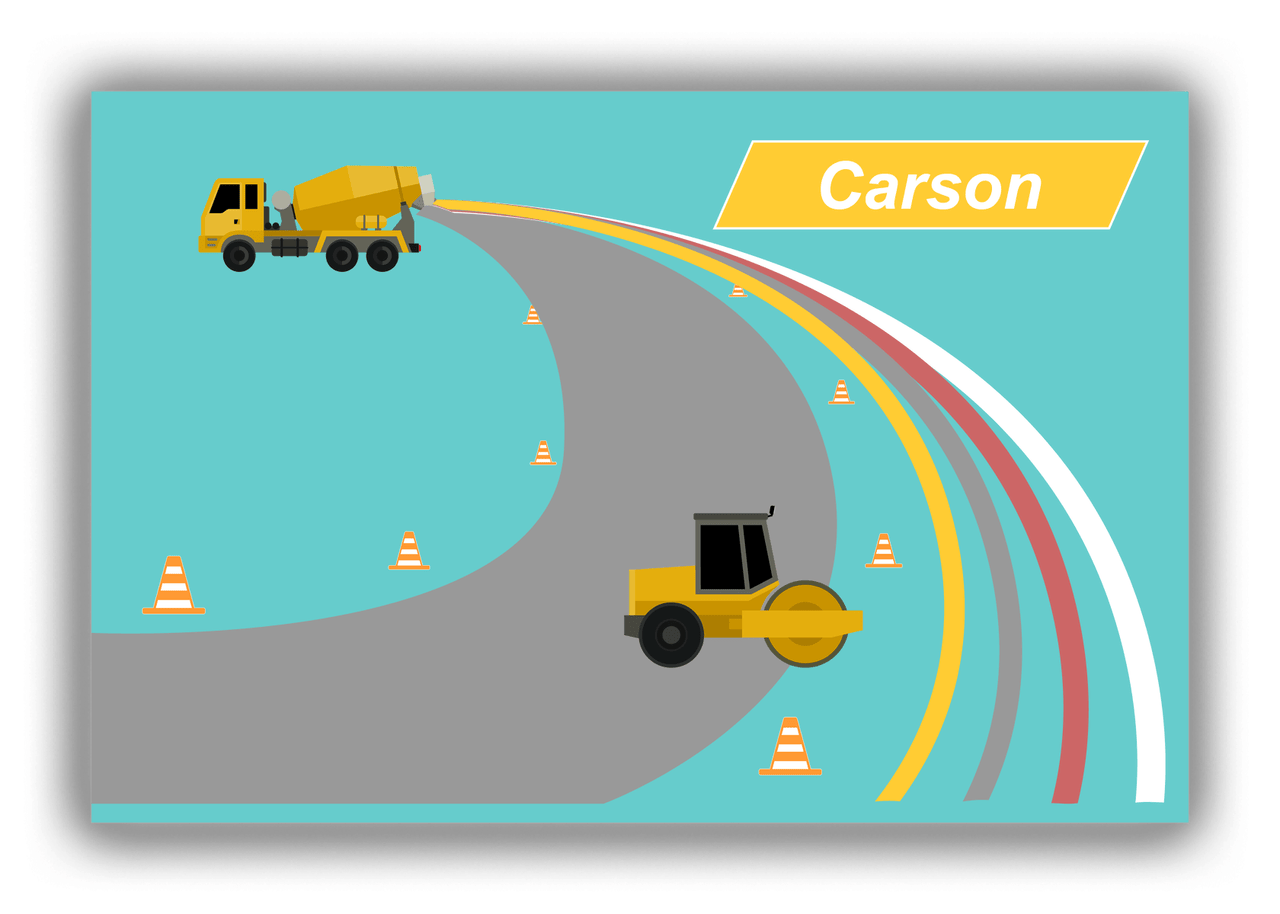 Personalized Construction Truck Canvas Wrap & Photo Print III - Teal Background - Truck I - Front View