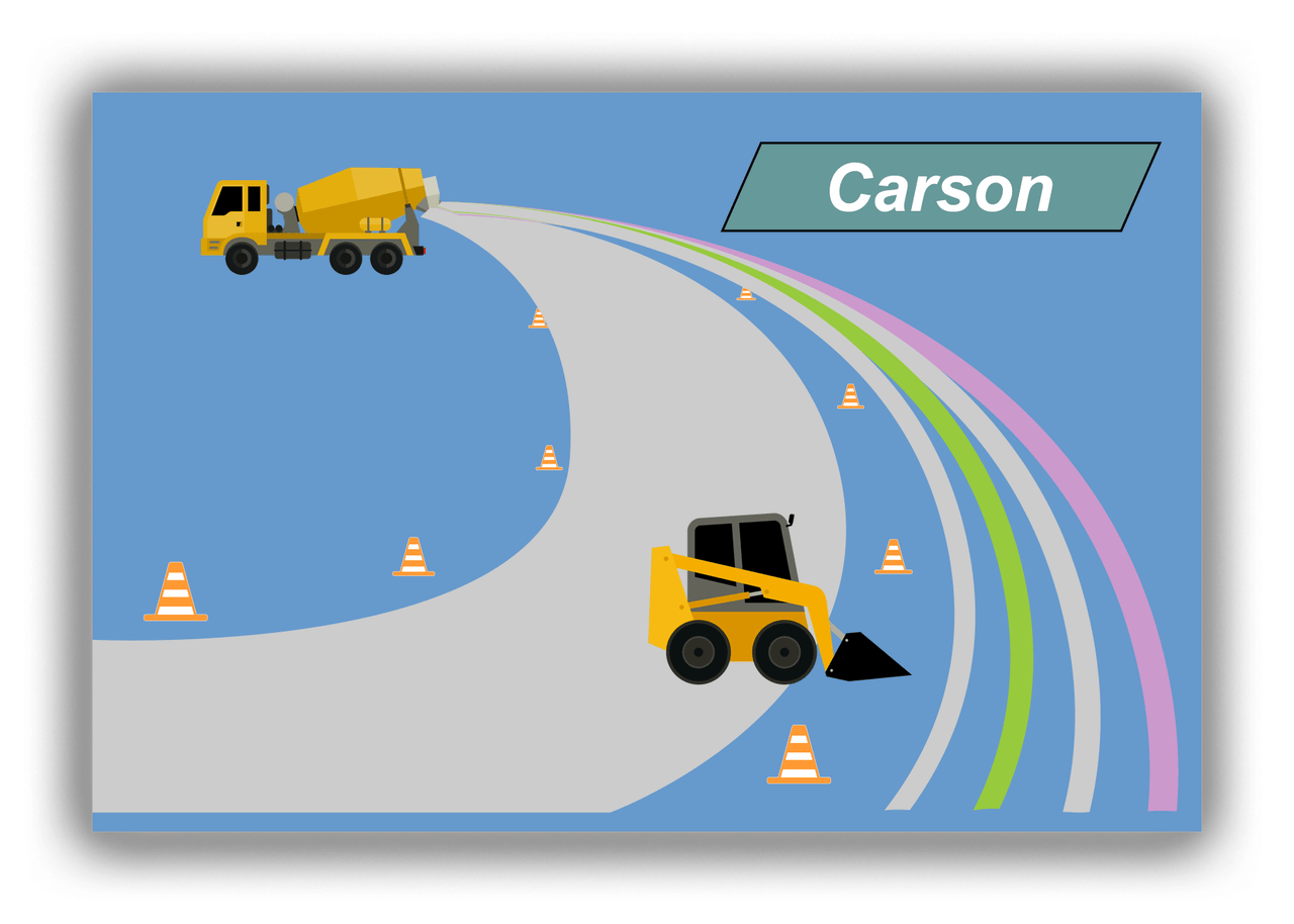 Personalized Construction Truck Canvas Wrap & Photo Print III - Blue Background - Truck II - Front View