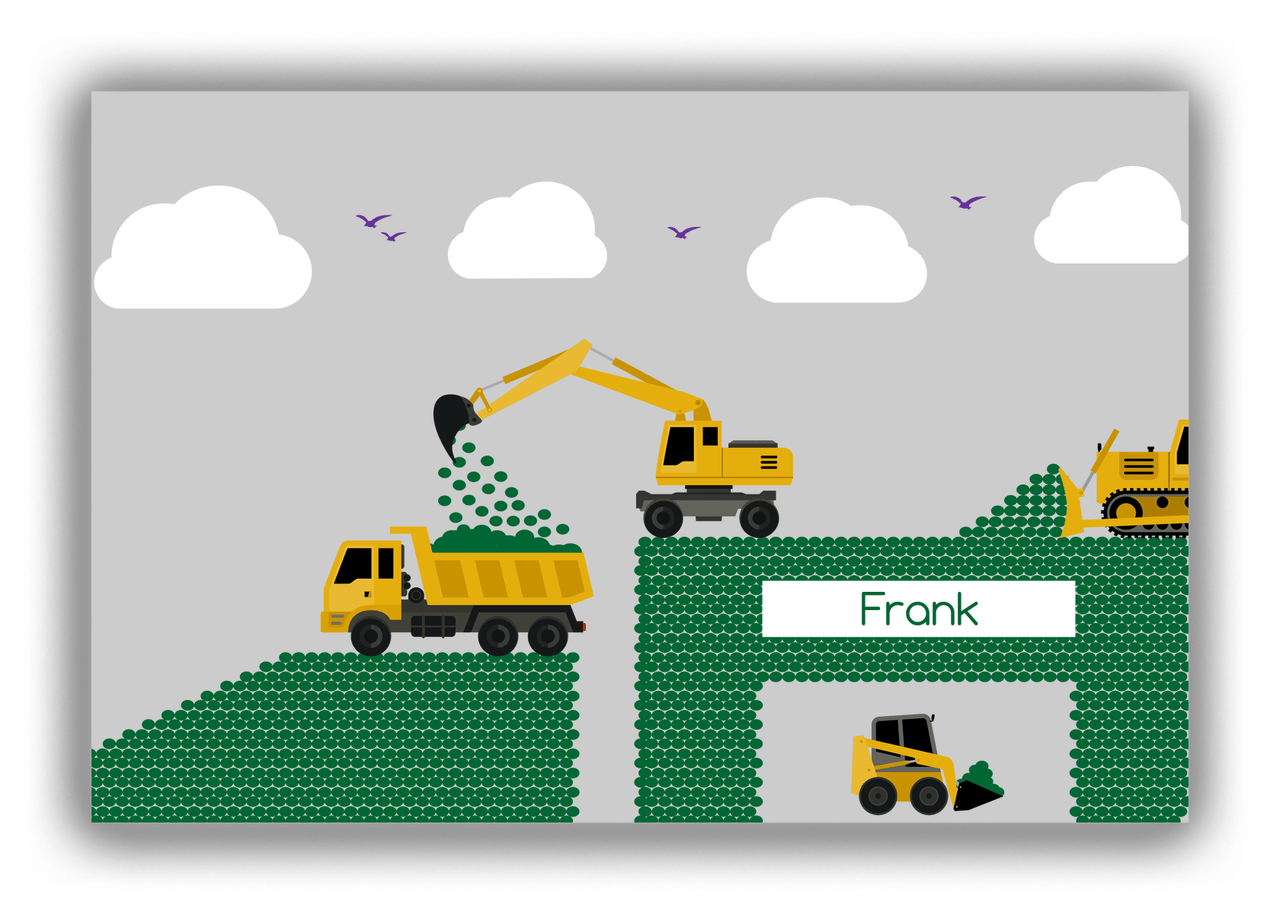 Personalized Construction Truck Canvas Wrap & Photo Print VI - Grey Background - Front View