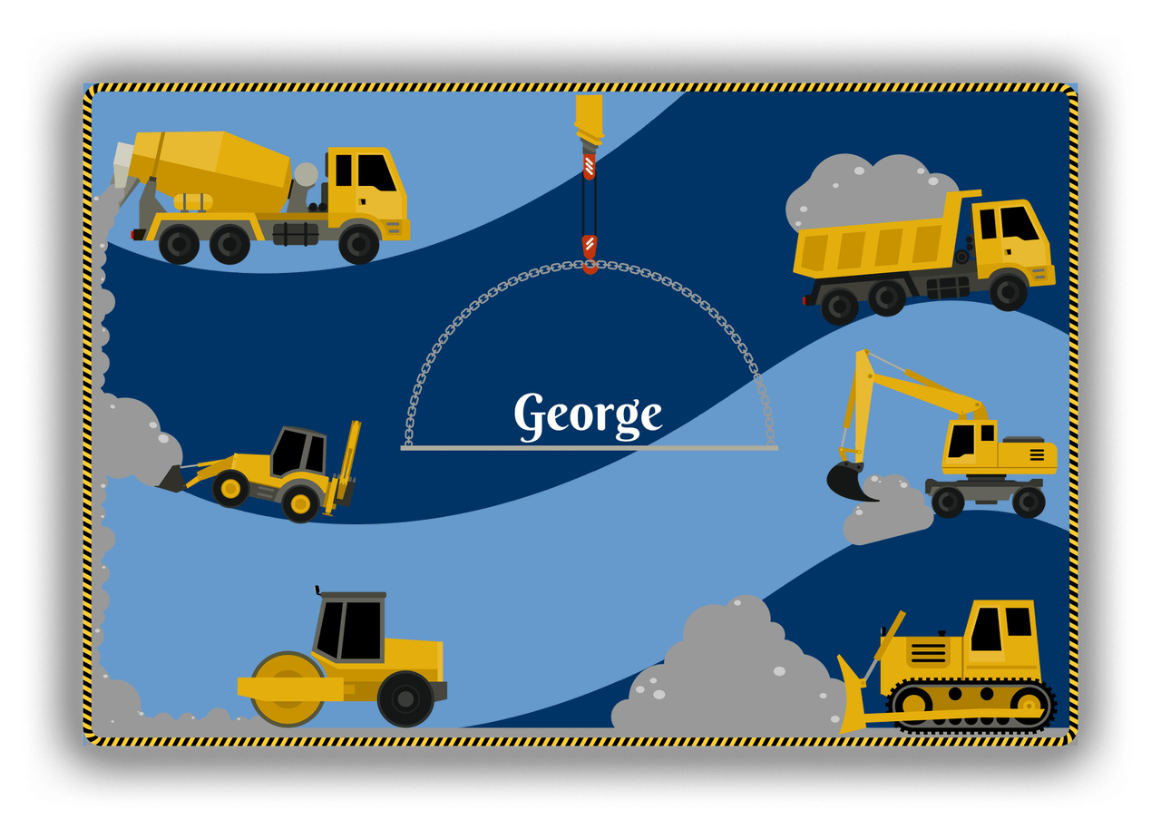 Personalized Construction Truck Canvas Wrap & Photo Print VII - Blue Background - Front View