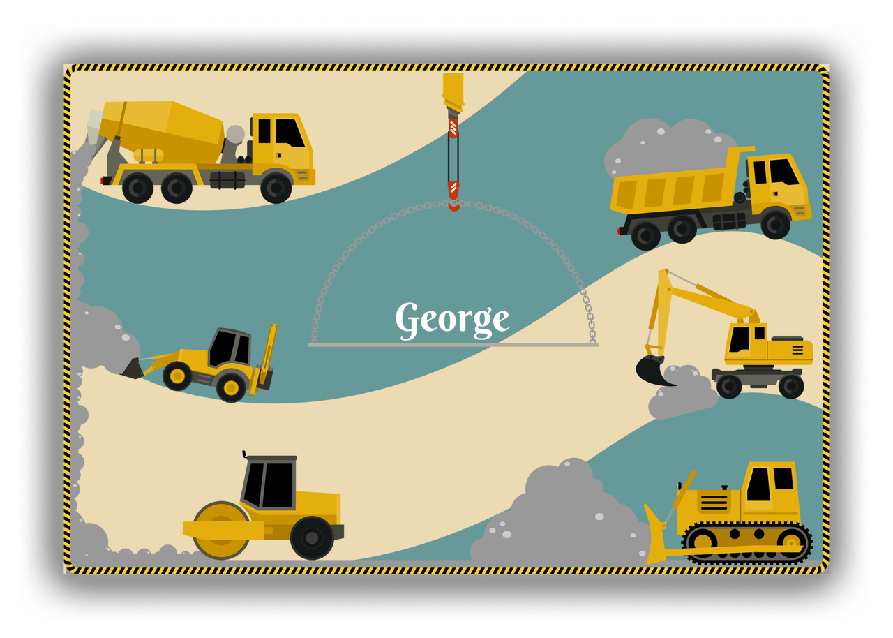 Personalized Construction Truck Canvas Wrap & Photo Print VII - Brown Background - Front View