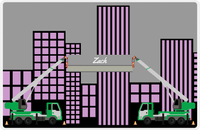 Thumbnail for Personalized Construction Placemat - Cranes - Grey Background with Green Crane -  View