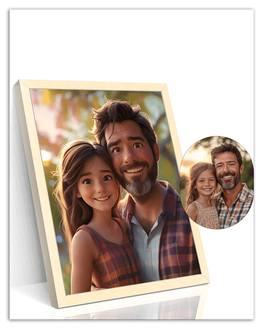 Custom Cartoon Style Poster Prints - Turn Your Photos into Personalized Wall Art for Family, Pet, Wedding Pictures, Unique Poster Gifts for Birthday, Dog Lovers, Keepsake Home Decor, Special Photo Art - Front View