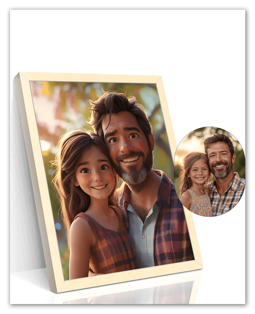 Custom Cartoon Style Poster Prints - Turn Your Photos into Personalized Wall Art for Family, Pet, Wedding Pictures, Unique Poster Gifts for Birthday, Dog Lovers, Keepsake Home Decor, Special Photo Art - Front View