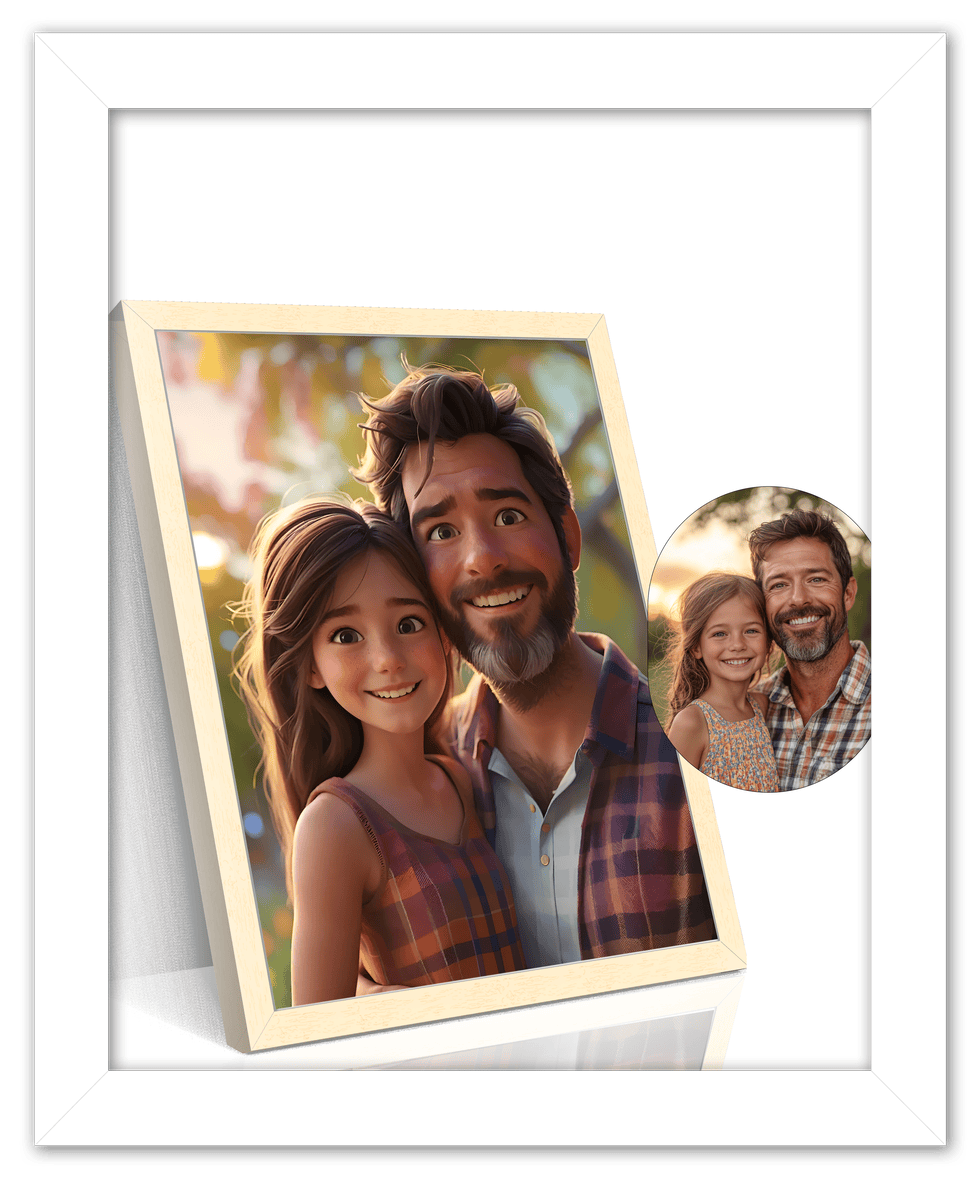 Custom Cartoon Style Poster Prints - Turn Your Photos into Personalized Wall Art for Family, Pet, Wedding Pictures, Unique Poster Gifts for Birthday, Dog Lovers, Keepsake Home Decor, Special Photo Art - Front View