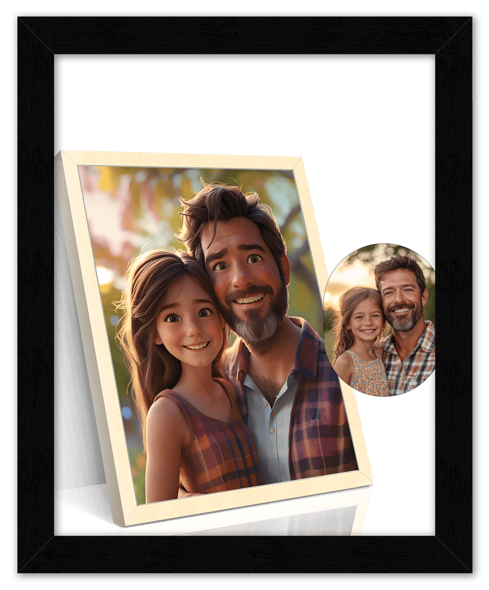 Custom Cartoon Style Poster Prints - Turn Your Photos into Personalized Wall Art for Family, Pet, Wedding Pictures, Unique Poster Gifts for Birthday, Dog Lovers, Keepsake Home Decor, Special Photo Art - Front View