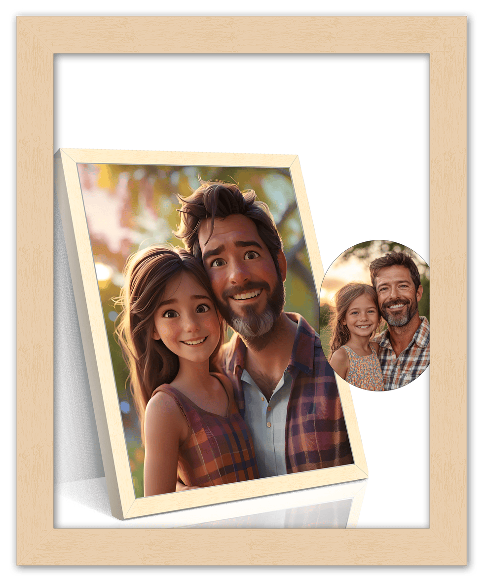 Custom Cartoon Style Poster Prints - Turn Your Photos into Personalized Wall Art for Family, Pet, Wedding Pictures, Unique Poster Gifts for Birthday, Dog Lovers, Keepsake Home Decor, Special Photo Art - Front View