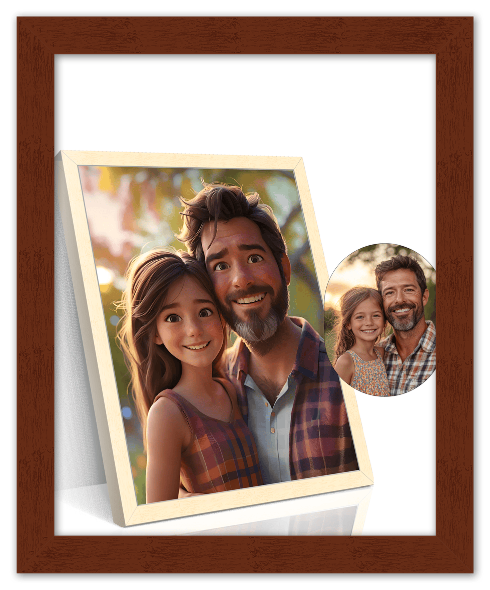 Custom Cartoon Style Poster Prints - Turn Your Photos into Personalized Wall Art for Family, Pet, Wedding Pictures, Unique Poster Gifts for Birthday, Dog Lovers, Keepsake Home Decor, Special Photo Art - Front View