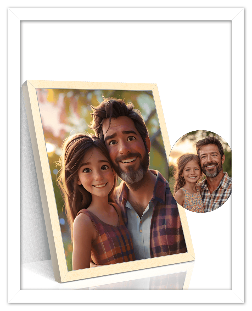 Custom Cartoon Style Poster Prints - Turn Your Photos into Personalized Wall Art for Family, Pet, Wedding Pictures, Unique Poster Gifts for Birthday, Dog Lovers, Keepsake Home Decor, Special Photo Art - Front View