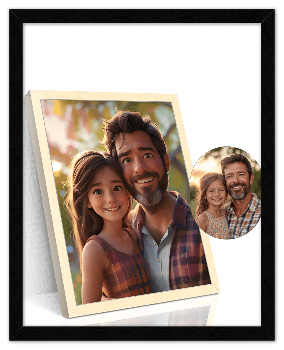 Custom Cartoon Style Poster Prints - Turn Your Photos into Personalized Wall Art for Family, Pet, Wedding Pictures, Unique Poster Gifts for Birthday, Dog Lovers, Keepsake Home Decor, Special Photo Art - Front View