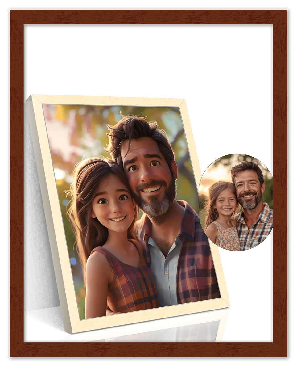 Custom Cartoon Style Poster Prints - Turn Your Photos into Personalized Wall Art for Family, Pet, Wedding Pictures, Unique Poster Gifts for Birthday, Dog Lovers, Keepsake Home Decor, Special Photo Art - Front View