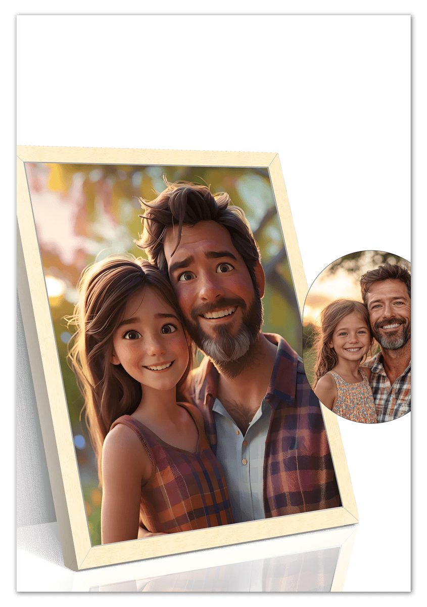 Custom Cartoon Style Poster Prints - Turn Your Photos into Personalized Wall Art for Family, Pet, Wedding Pictures, Unique Poster Gifts for Birthday, Dog Lovers, Keepsake Home Decor, Special Photo Art - Front View