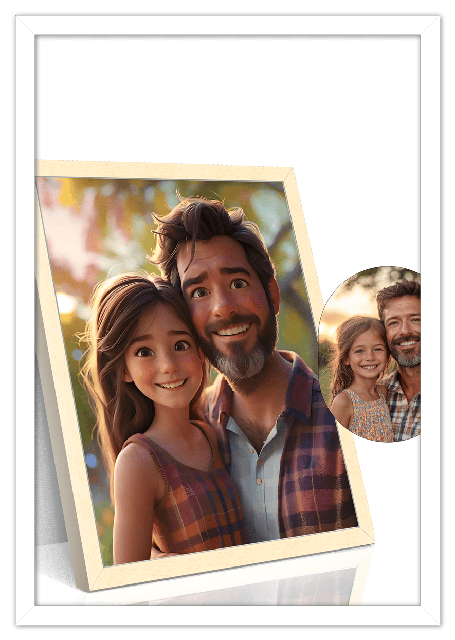 Custom Cartoon Style Poster Prints - Turn Your Photos into Personalized Wall Art for Family, Pet, Wedding Pictures, Unique Poster Gifts for Birthday, Dog Lovers, Keepsake Home Decor, Special Photo Art - Front View