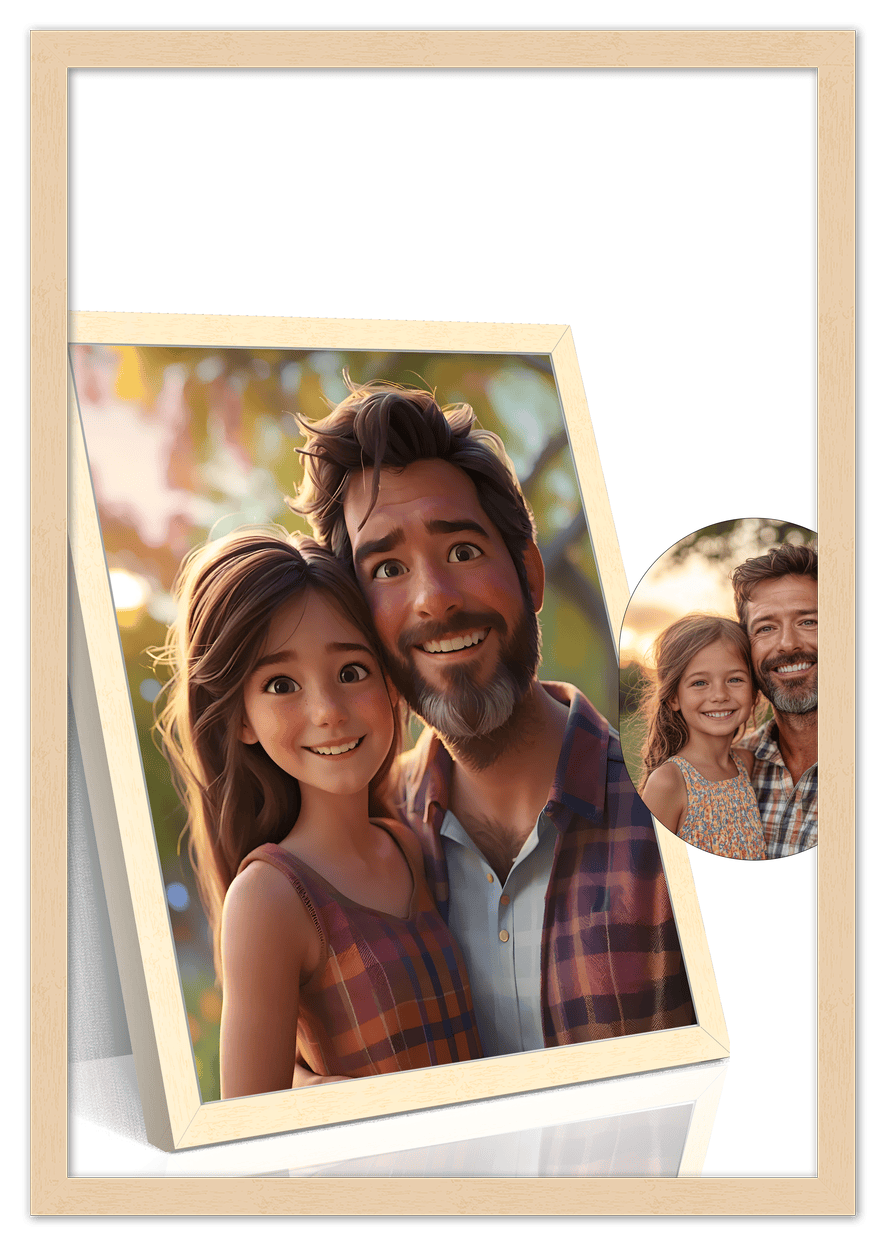 Custom Cartoon Style Poster Prints - Turn Your Photos into Personalized Wall Art for Family, Pet, Wedding Pictures, Unique Poster Gifts for Birthday, Dog Lovers, Keepsake Home Decor, Special Photo Art - Front View