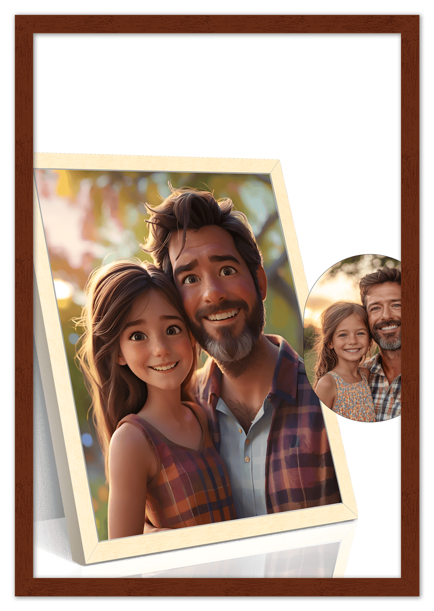 Custom Cartoon Style Poster Prints - Turn Your Photos into Personalized Wall Art for Family, Pet, Wedding Pictures, Unique Poster Gifts for Birthday, Dog Lovers, Keepsake Home Decor, Special Photo Art - Front View